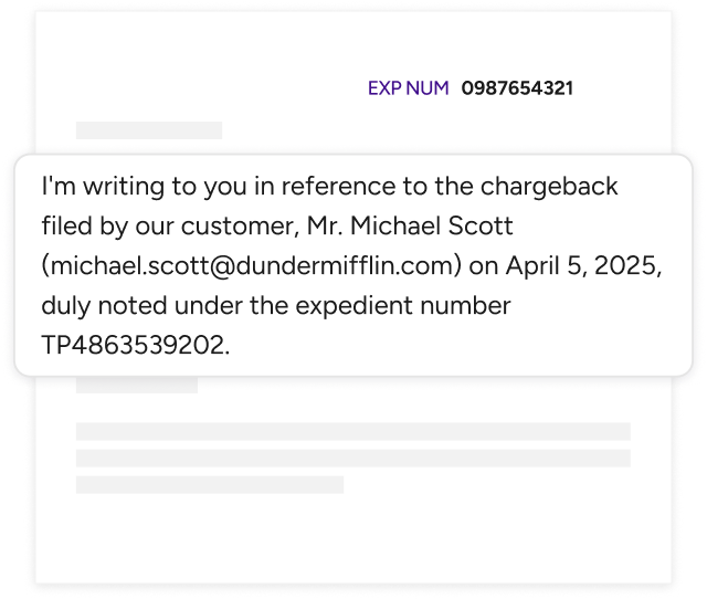 Generated dispute example