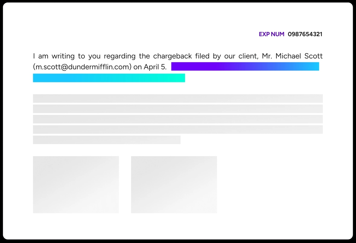 Document showing a winning chargeback defense example